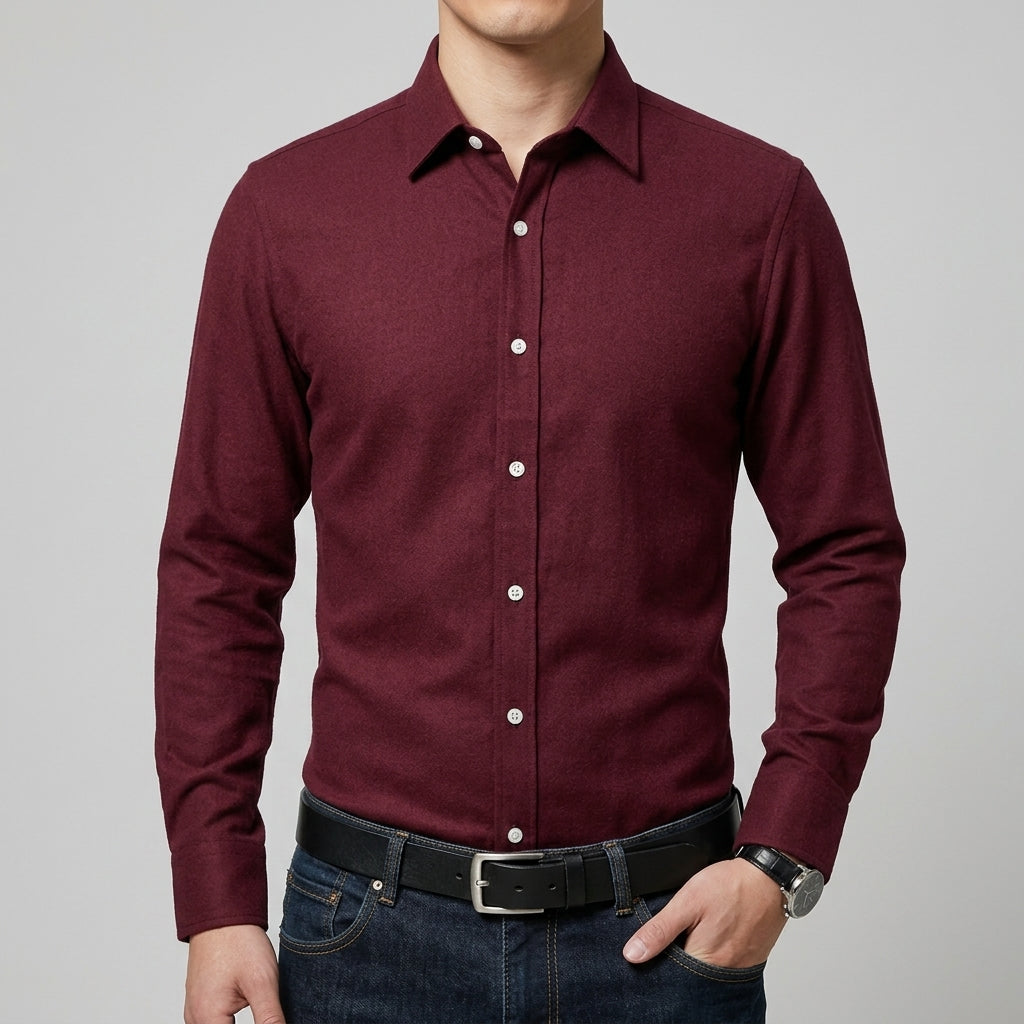 Wool Long Sleeve Shirt Men