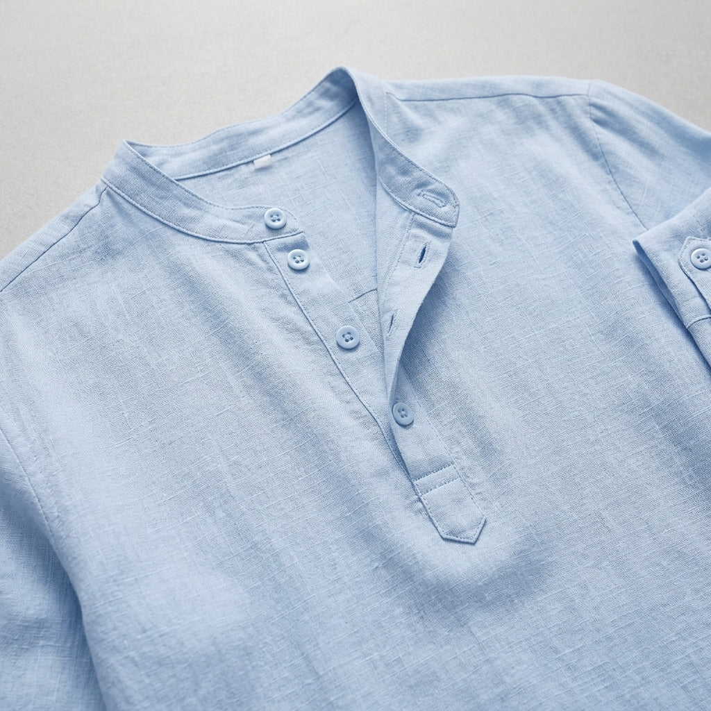 Linen Henley Shirt Men – Button Placket Summer