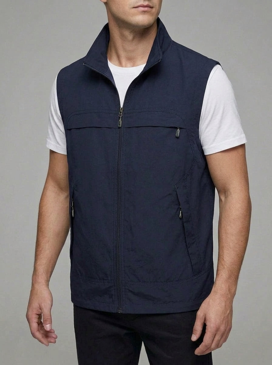 V-Neck Gilet Men Lightweight Utility Vest Breathable