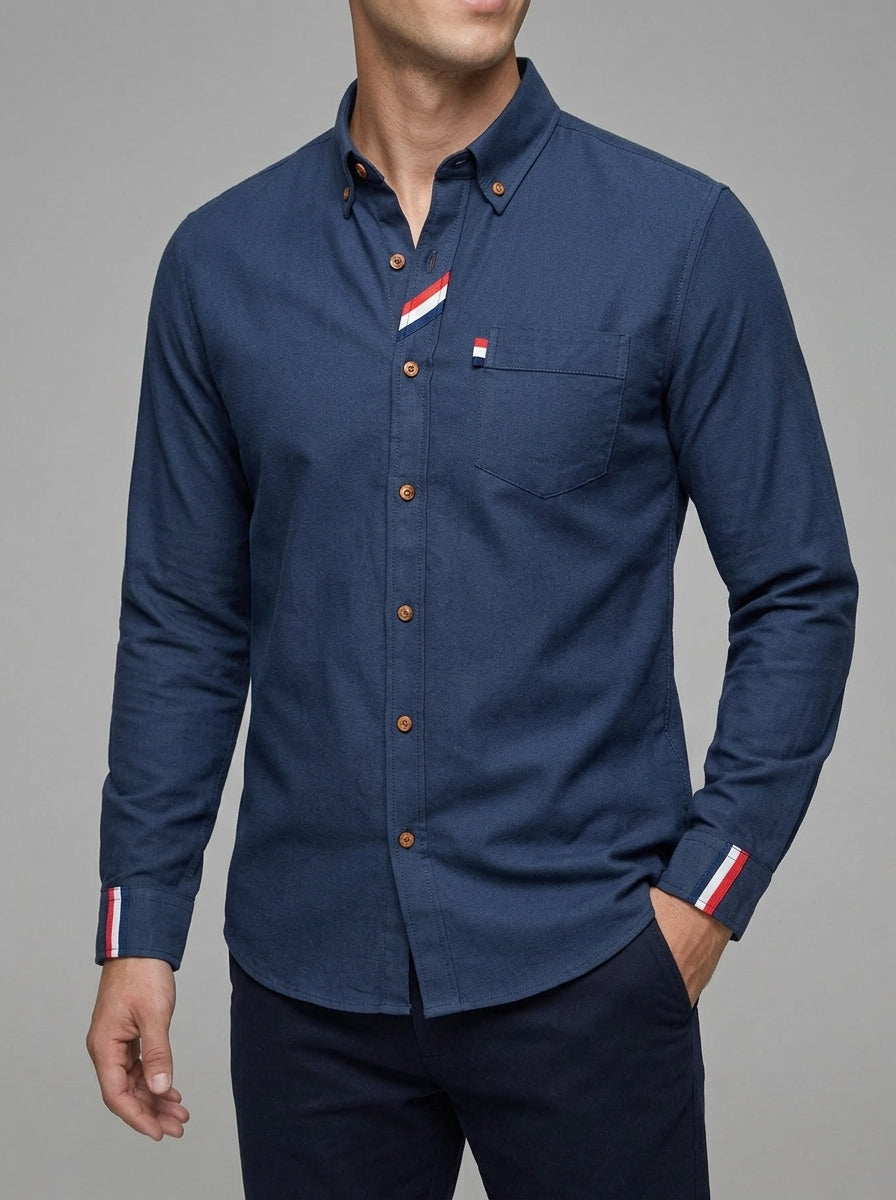Cotton Long Sleeve Button Down Shirt Men
