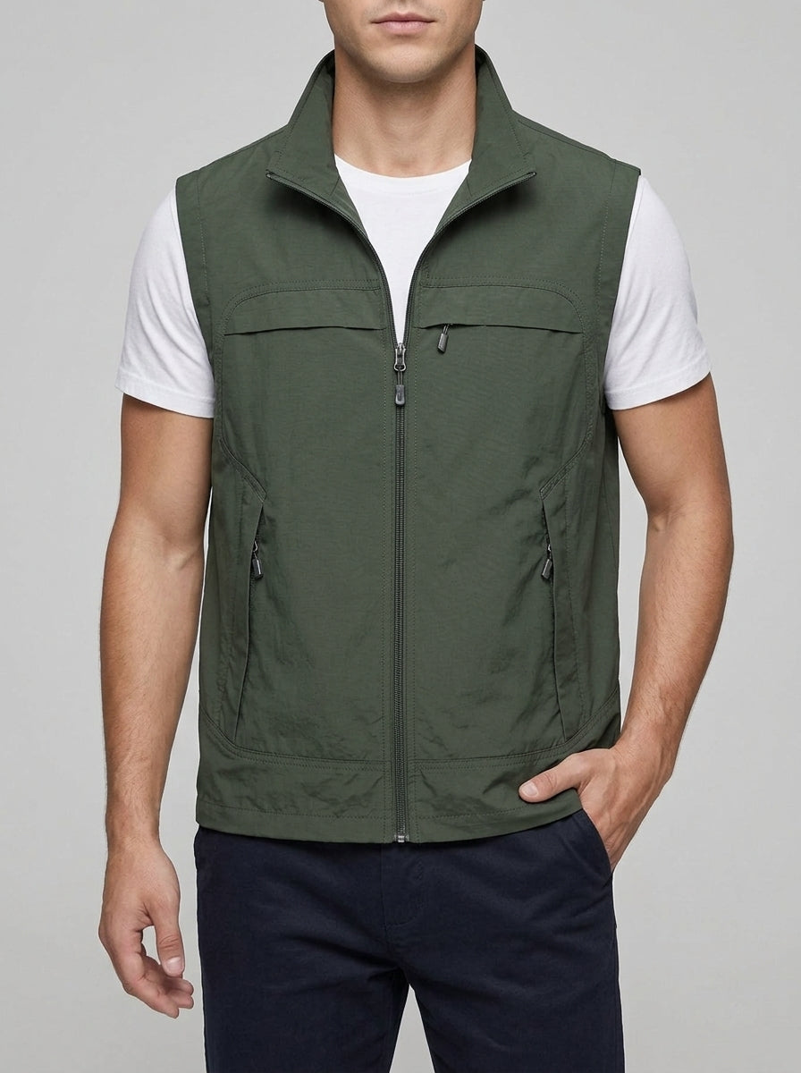 V-Neck Gilet Men Lightweight Utility Vest Breathable
