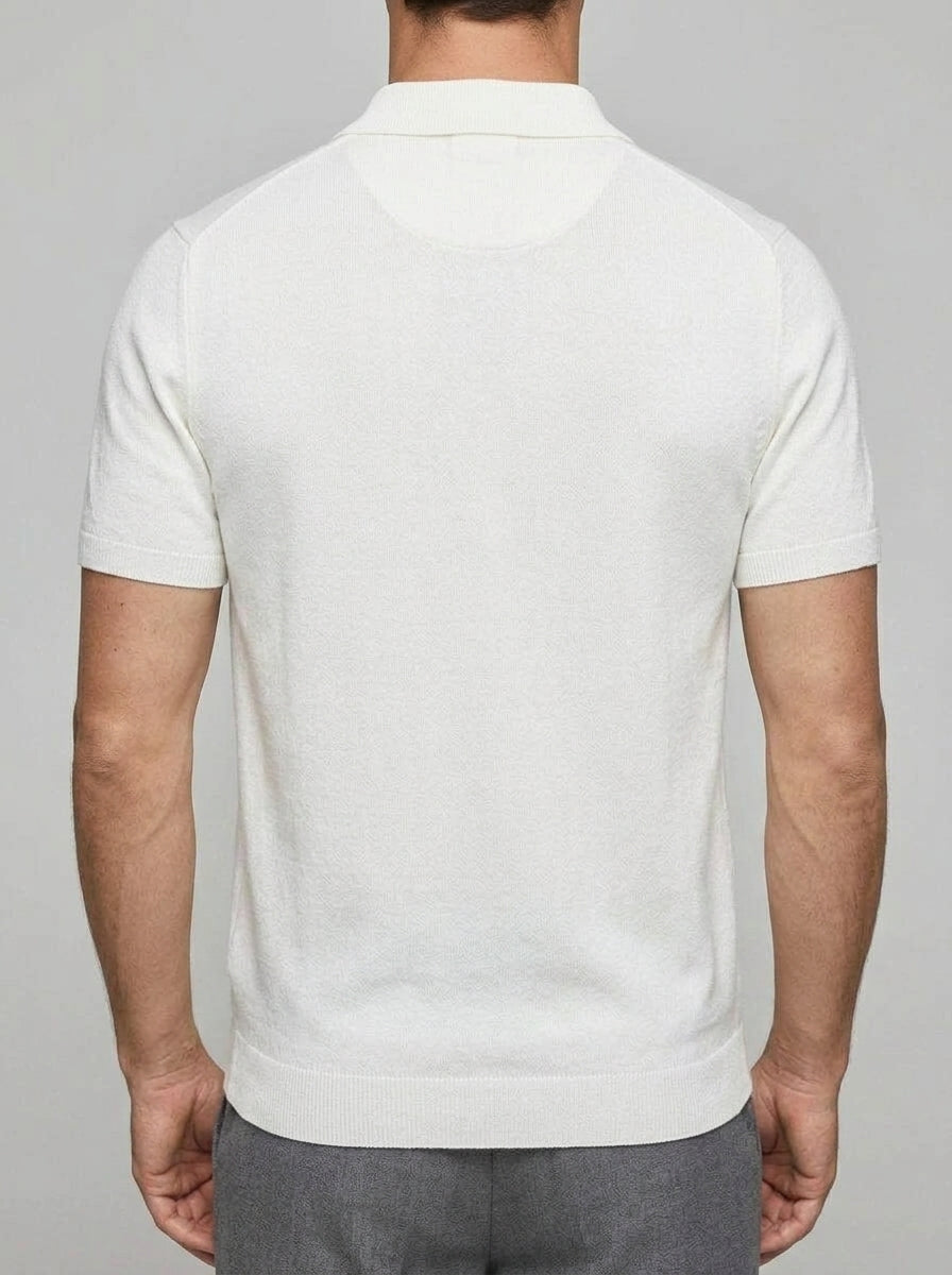 Wool Polo Shirt Men Zippered