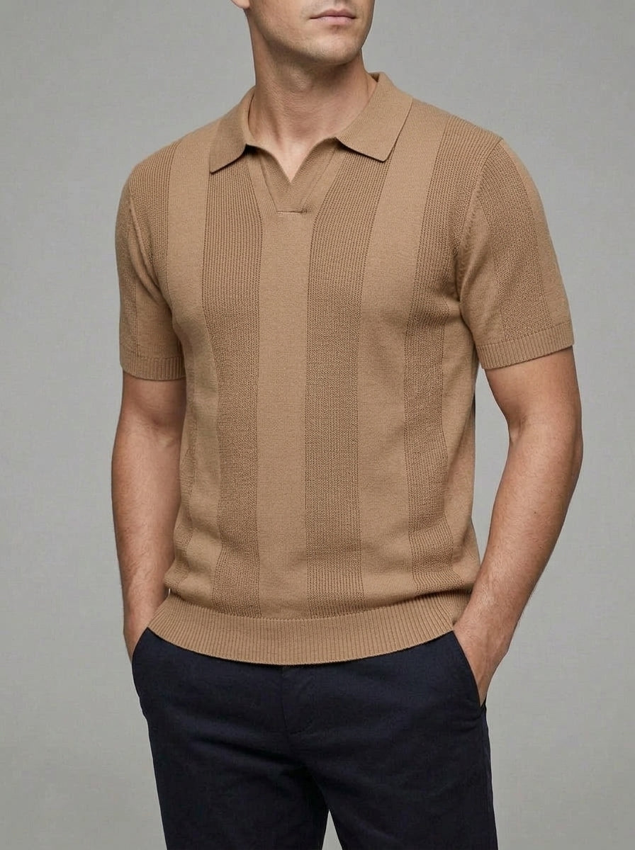 Merino Wool Polo Jumper Men Knitted Shirt