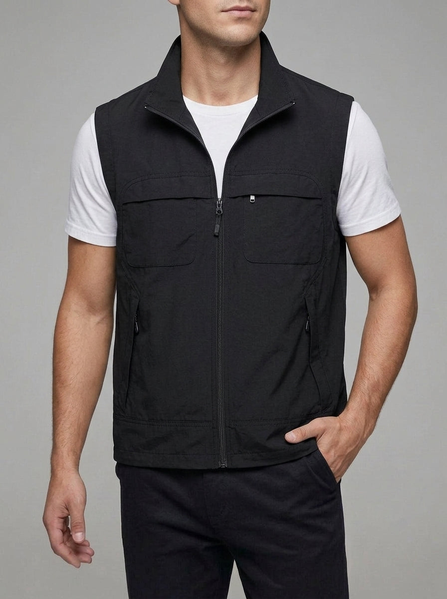 V-Neck Gilet Men Lightweight Utility Vest Breathable