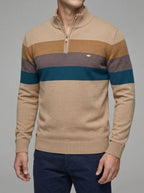 Wool Striped Quarter Zip Sweater Men