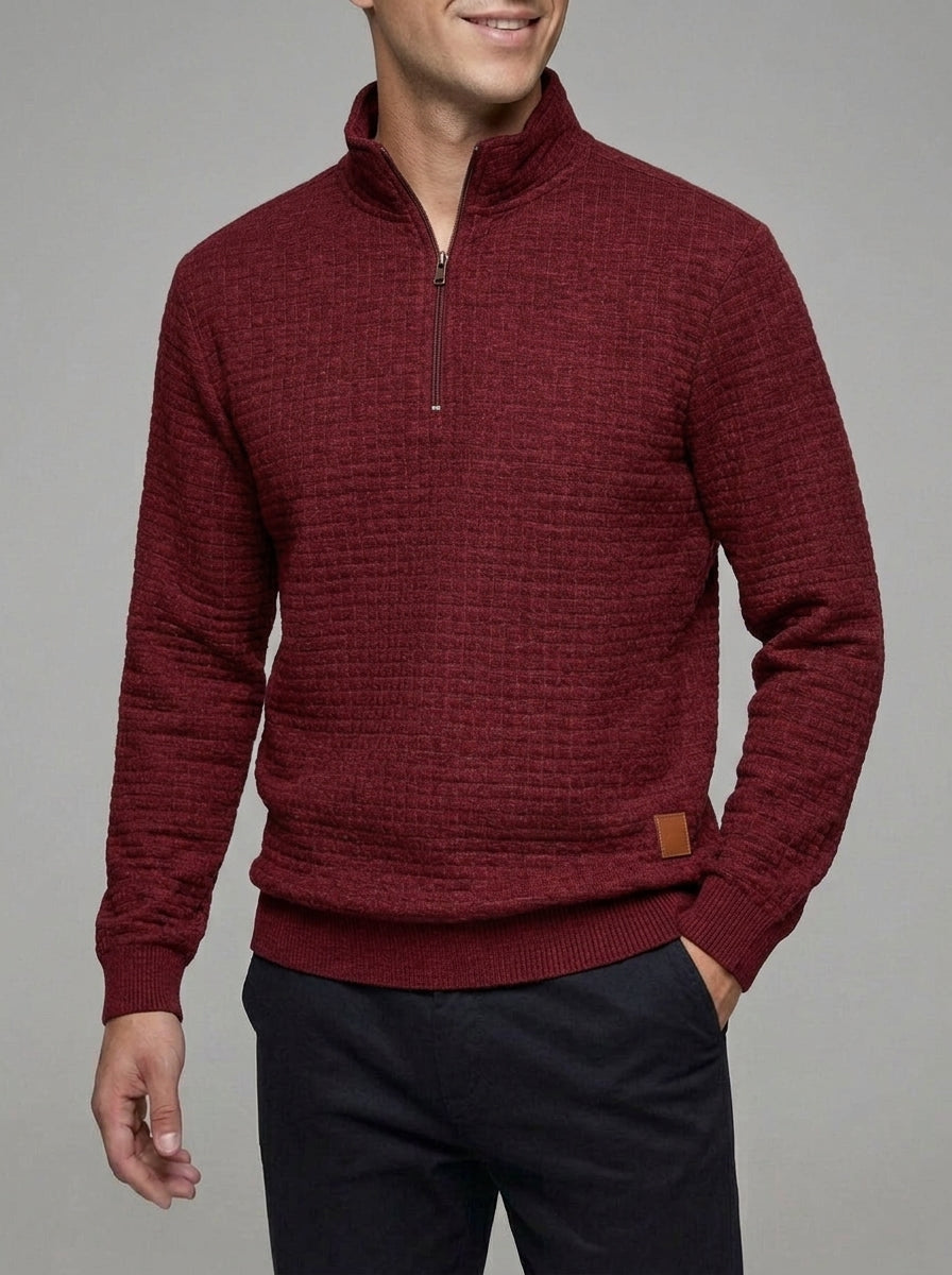 Ribbed Quarter Zip Sweater Men – Wool Pattern