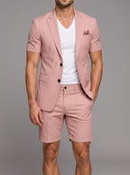 Short Sleeve Blazer Shorts Set Men