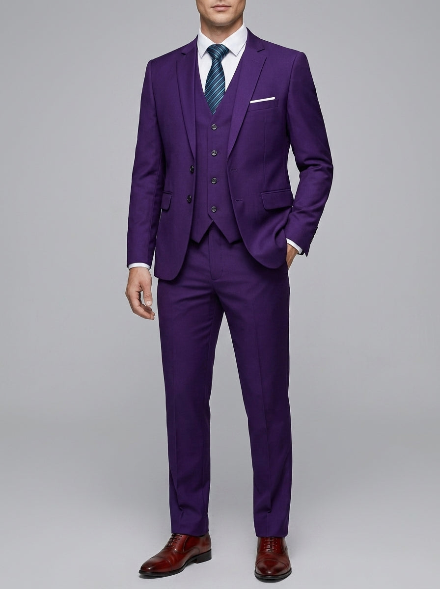 Elegant 3-Piece Wedding Suit Men Wool Slim-Fit
