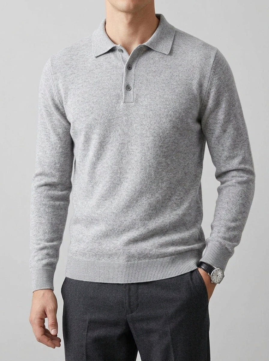 Merino Wool Polo Jumper Men Sweater
