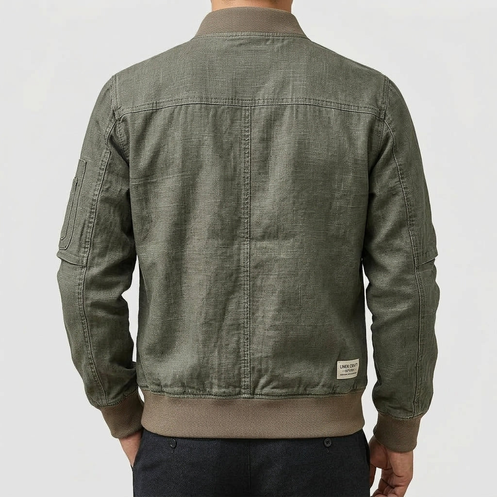 Casual Linen Bomber Jacket Men's – Lightweight