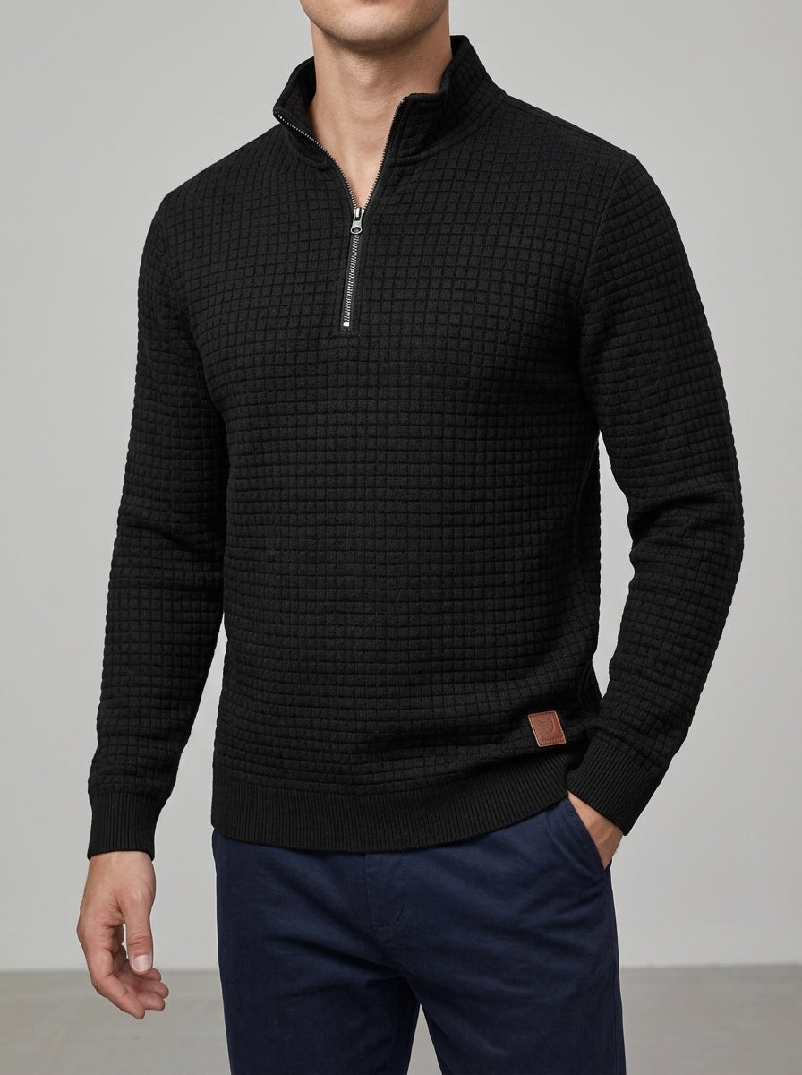Ribbed Quarter Zip Sweater Men – Wool Pattern