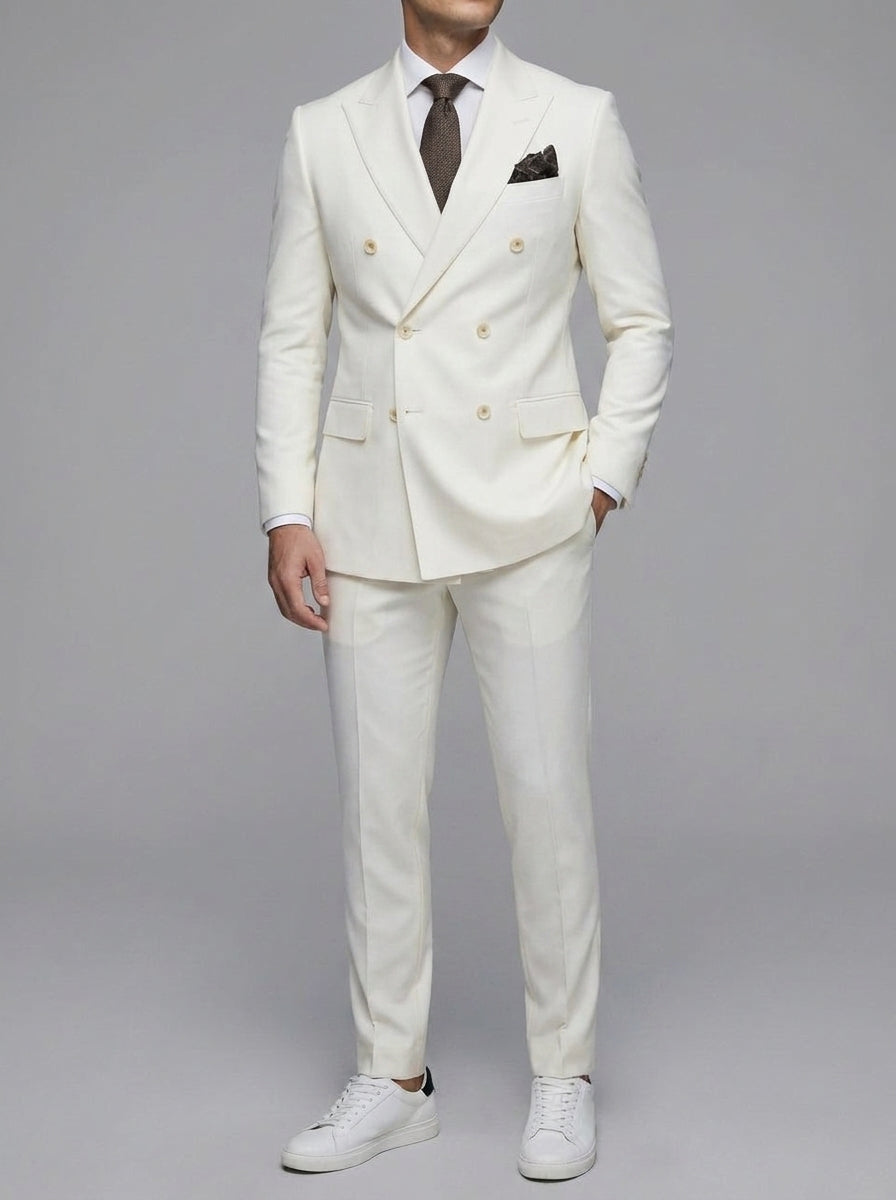 Wool Slim-Fit Double-Breasted Suit Men
