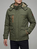Fleece-Lined Parka Men Wool Outdoor Winter Jacket
