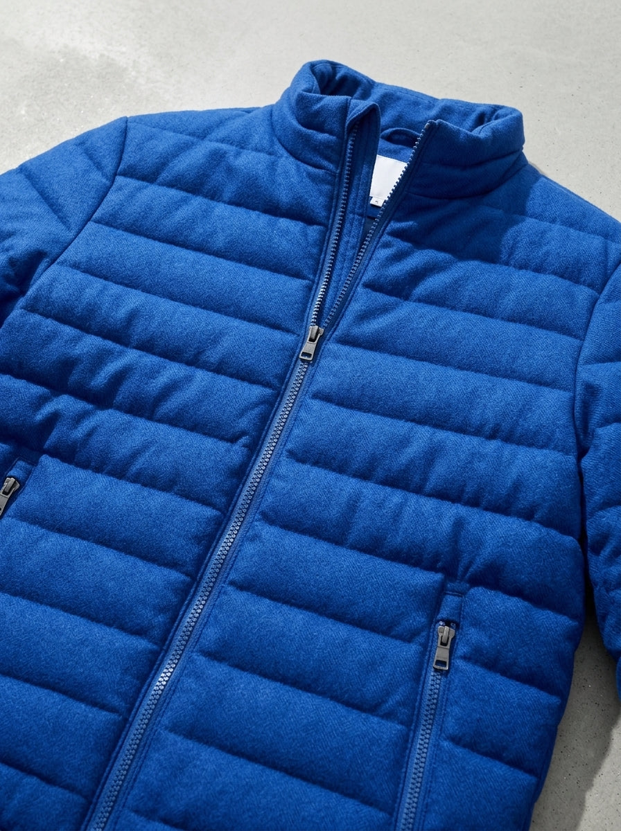 Puffer Jacket Men Wool Blend