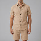 Linen Shirt & Shorts Set Men Summer