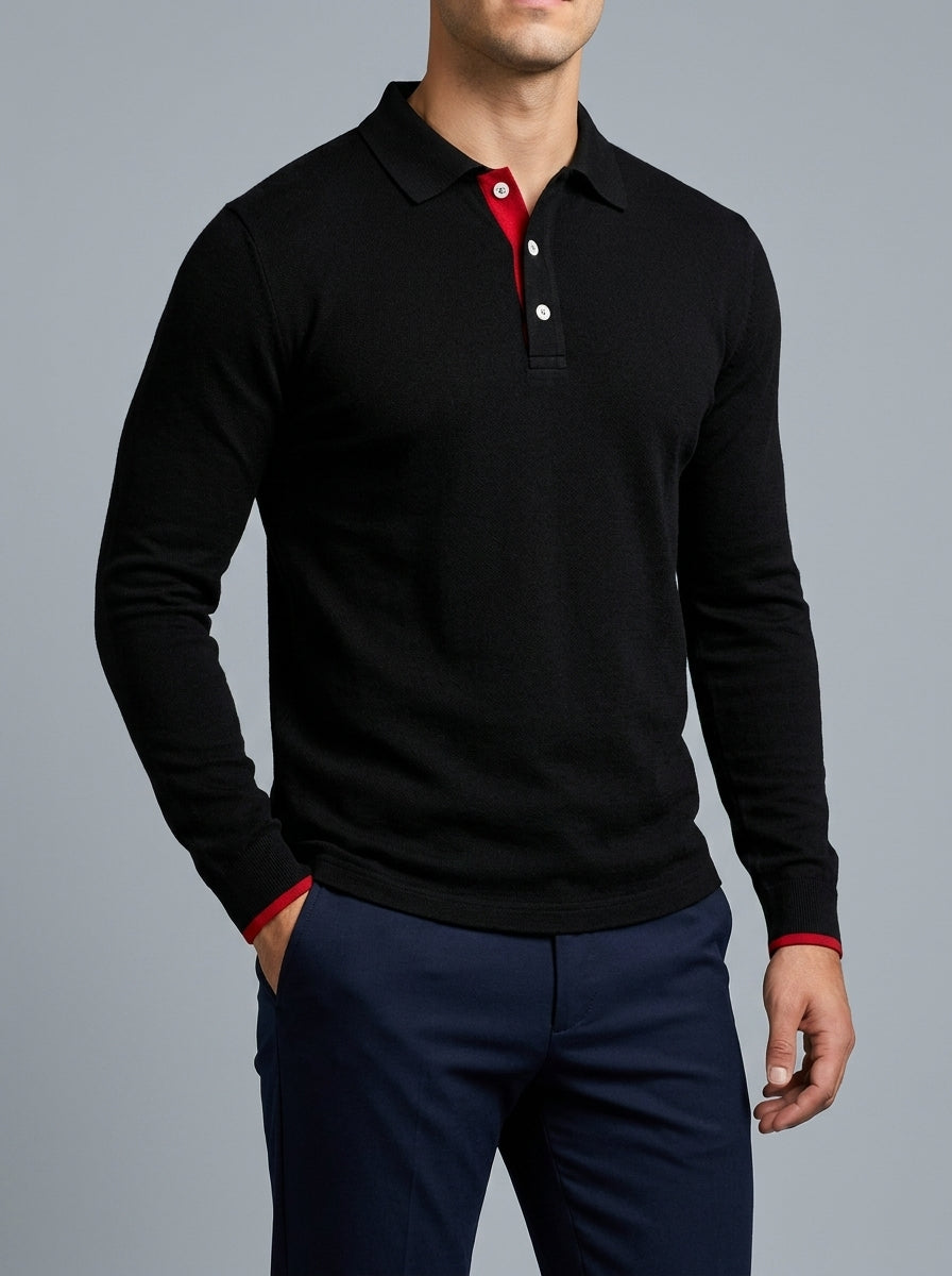 Long Sleeve Polo Shirt Men – Wool Blend