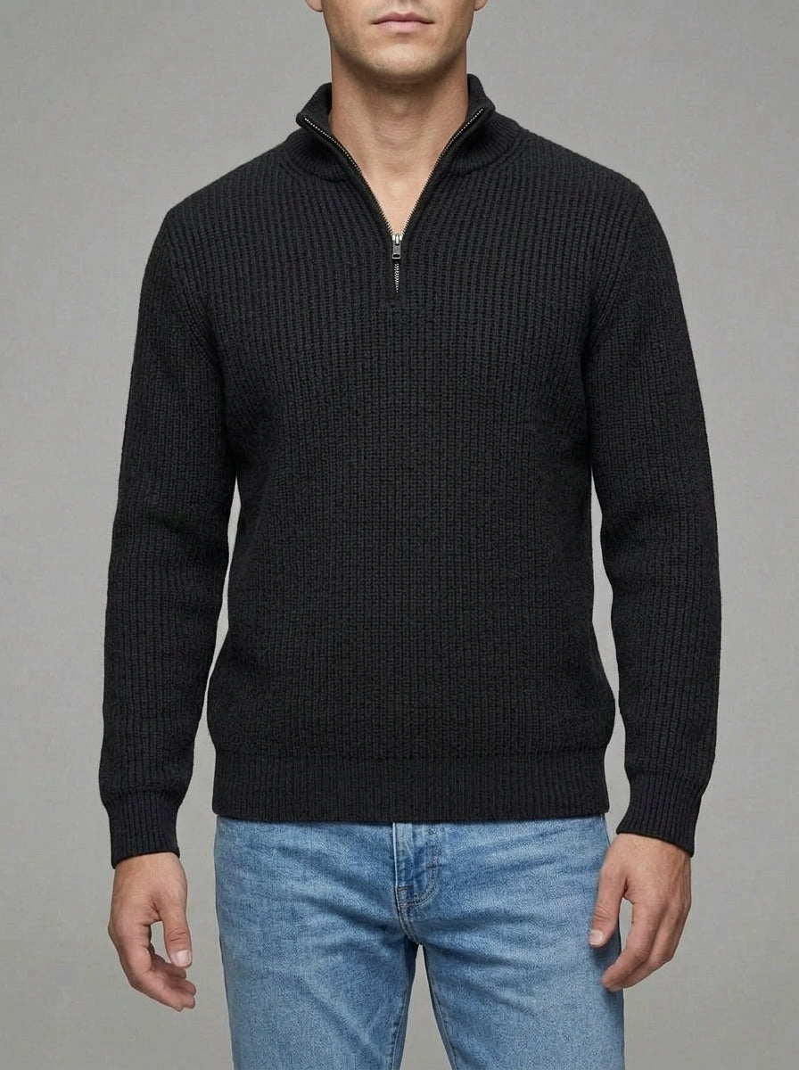 Ribbed Half Zip Jumper Men – Wool