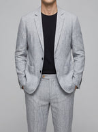 Classic 2-Piece Suit Men Relaxed Fit Notch Lapel Patch Pockets