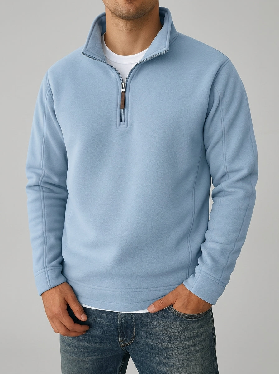 Wool Half Zip Jumper Men – Stand Collar Ribbed