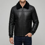 Men's Wool Zip Coat Slim Fit Fur Collar