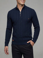 Ribbed Quarter Zip Sweater Men – Textured Wool