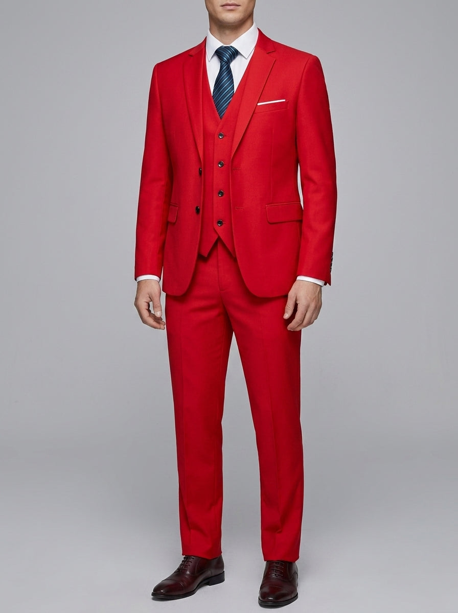 Elegant 3-Piece Wedding Suit Men Wool Slim-Fit