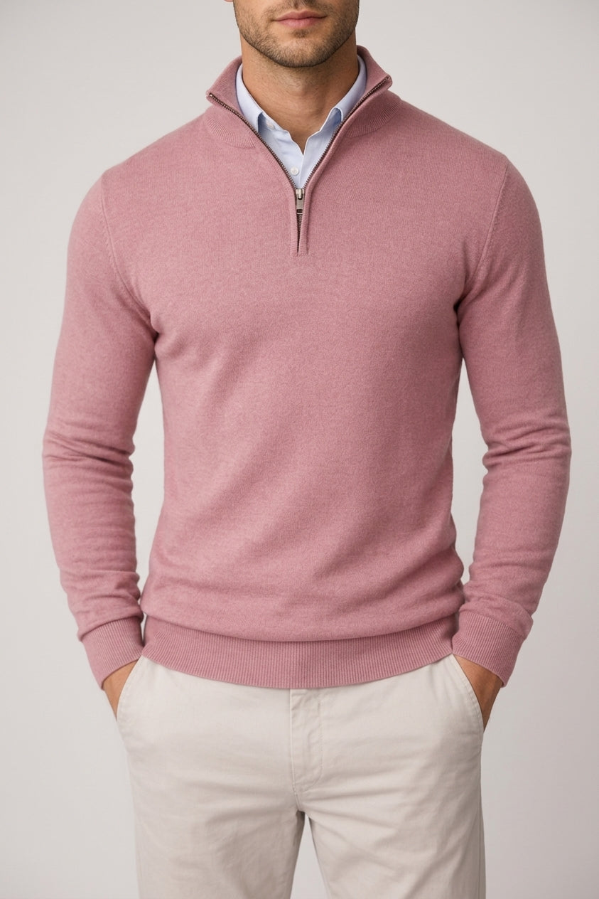 Classic Knit Jumper Men Wool Turtleneck Half Zip