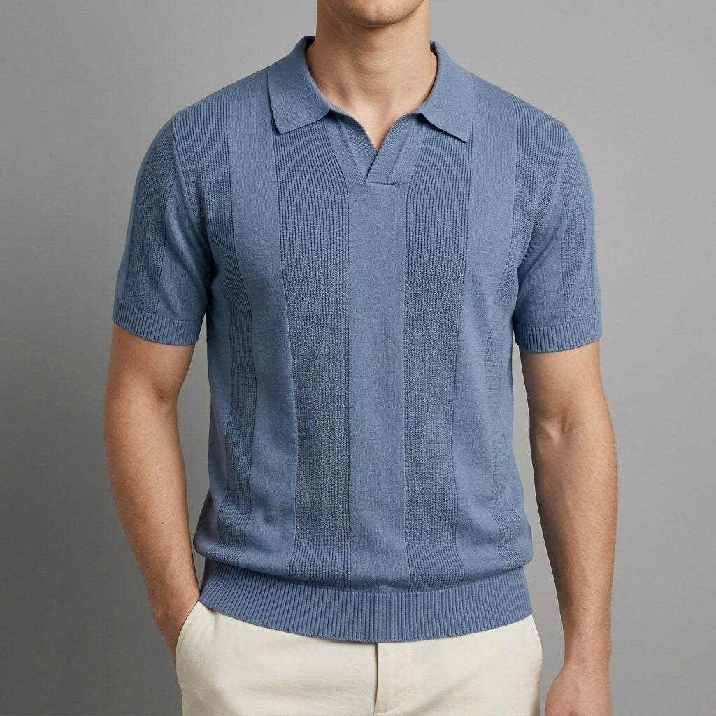 Merino Wool Polo Jumper Men Knitted Shirt