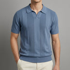 Merino Wool Polo Jumper Men Knitted Shirt