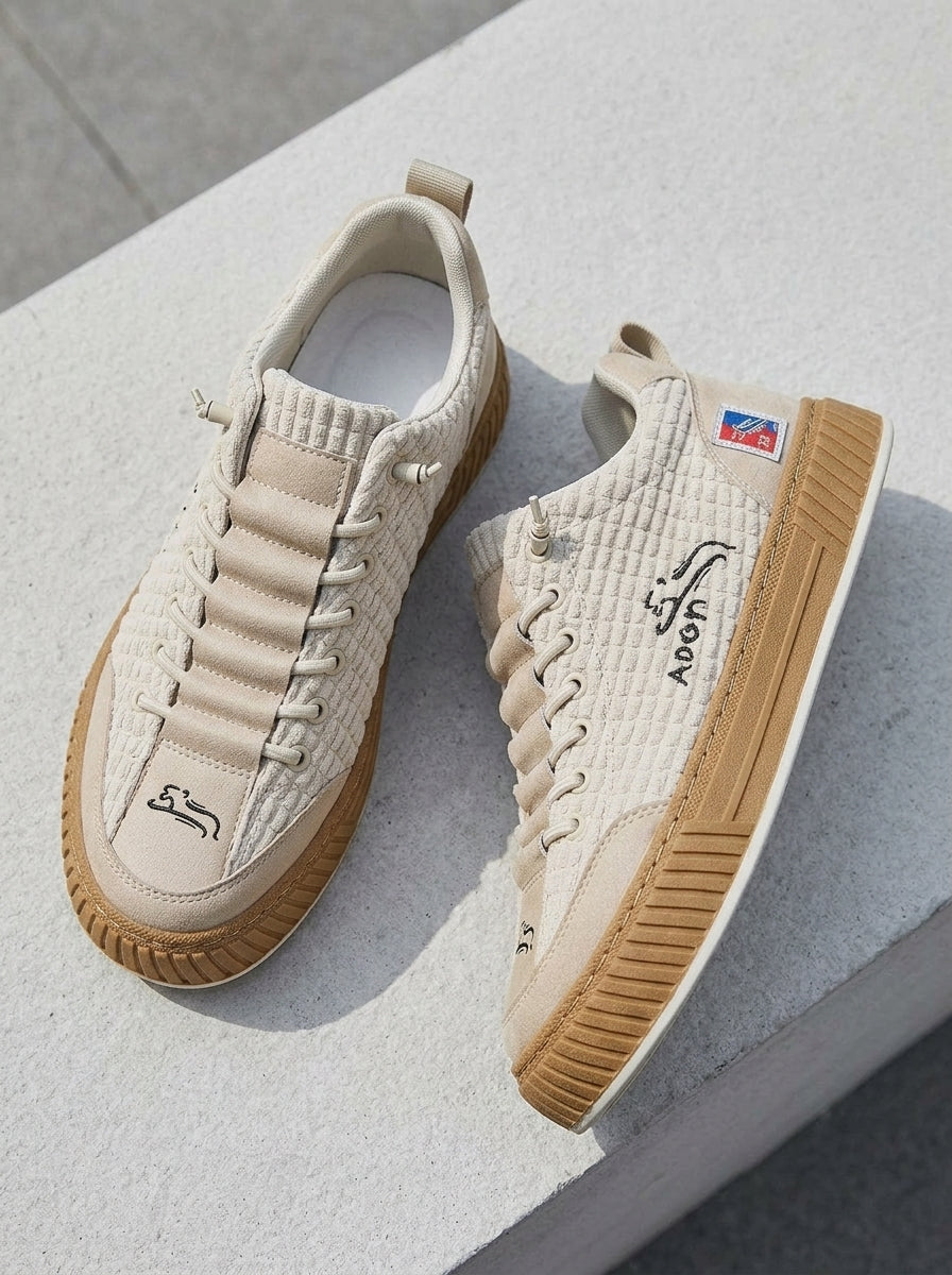 Leather Lace-Up Flatform Trainers Men