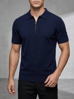 Wool Polo Shirt Men Zippered