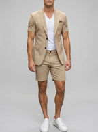 Short Sleeve Blazer Shorts Set Men