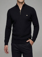 Wool Ribbed Quarter Zip Pullover Men
