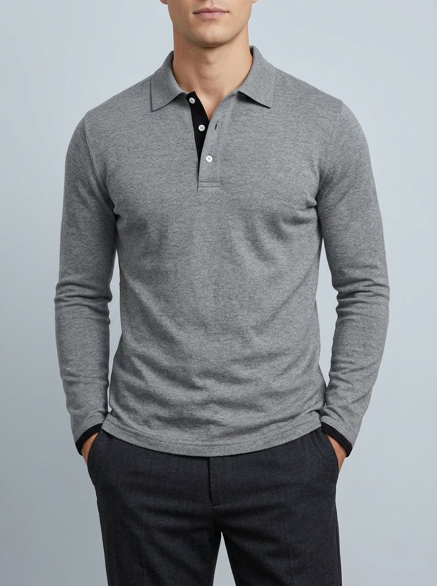 Long Sleeve Polo Shirt Men – Wool Blend