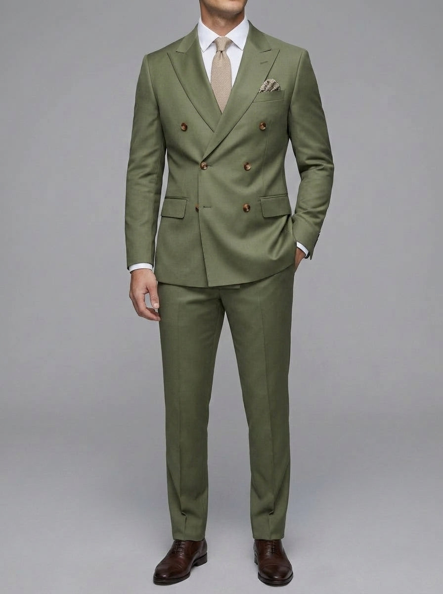 Wool Slim-Fit Double-Breasted Suit Men
