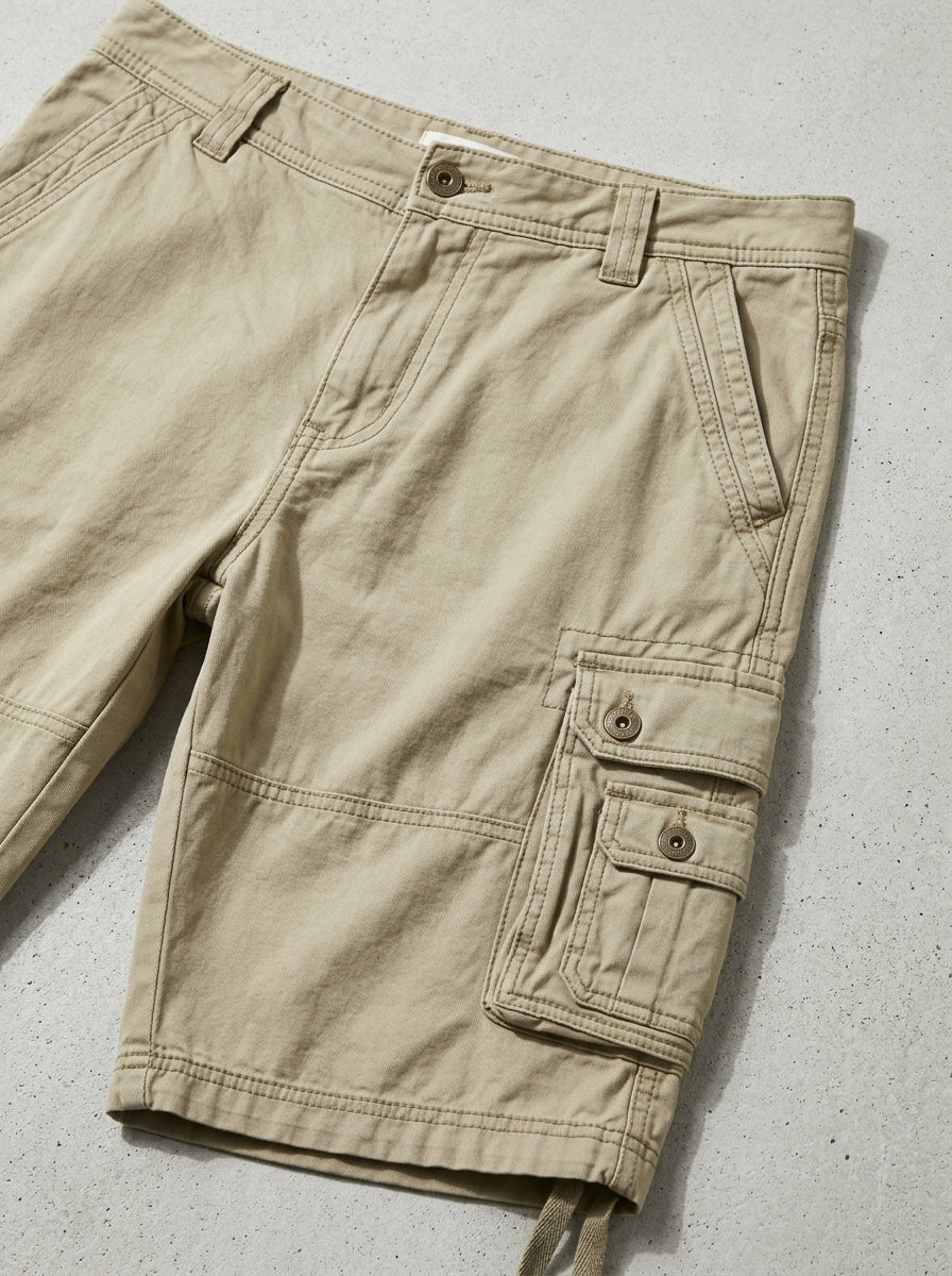 Denim Cargo Shorts Men Cotton Knee-Length