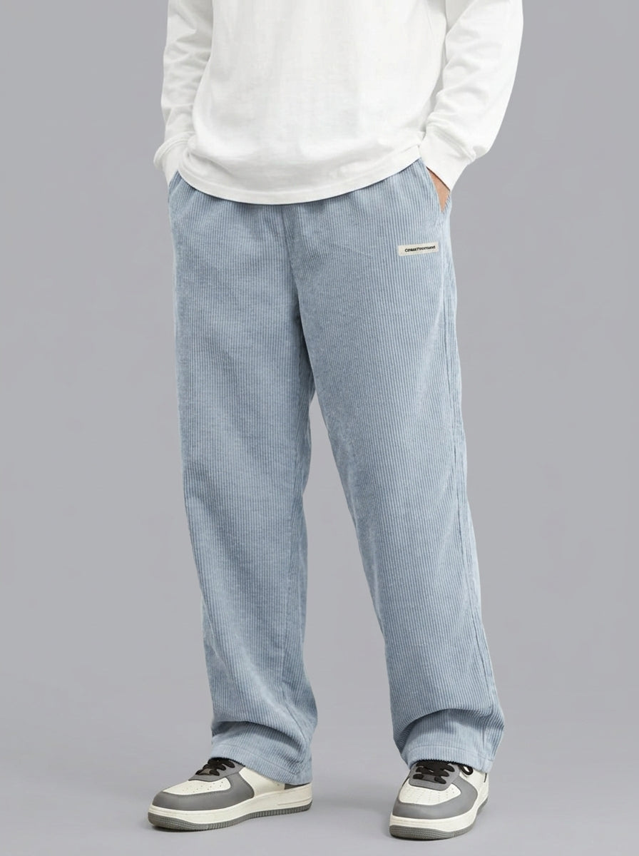 Corduroy Trousers Men Straight Leg