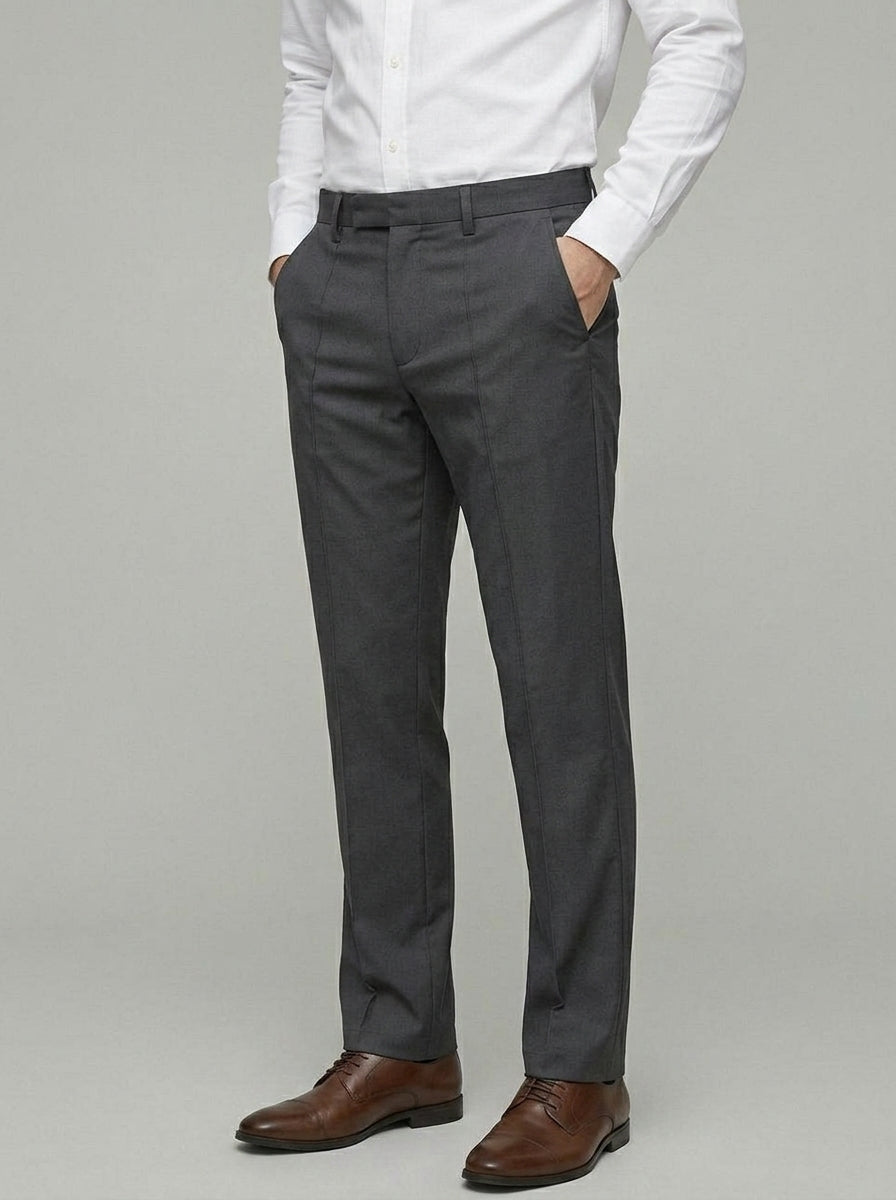 Stretch Tailored Trousers Men Classic Straight-Leg