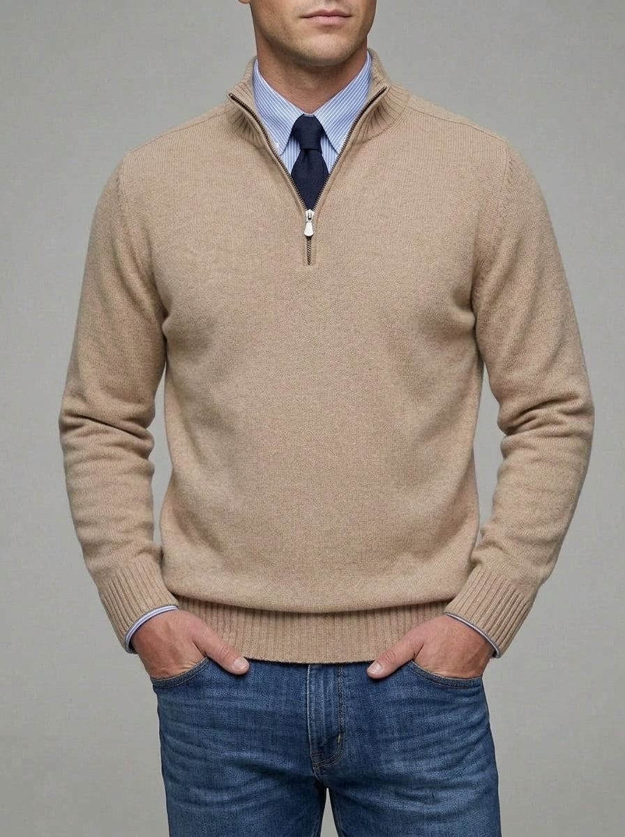 Classic Knit Jumper Men Half Zip Fleece Sweater