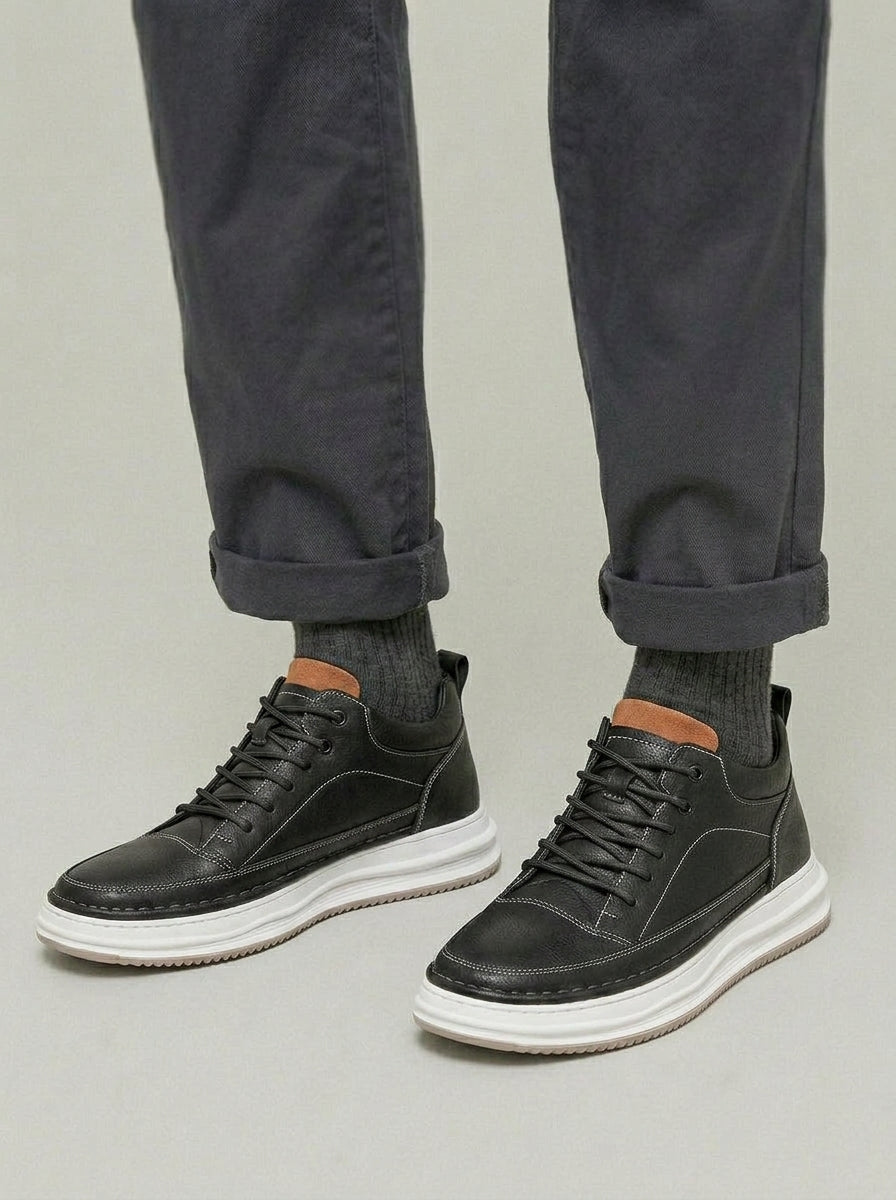 Men's Smart Casual Leather Sneakers Mid-cut