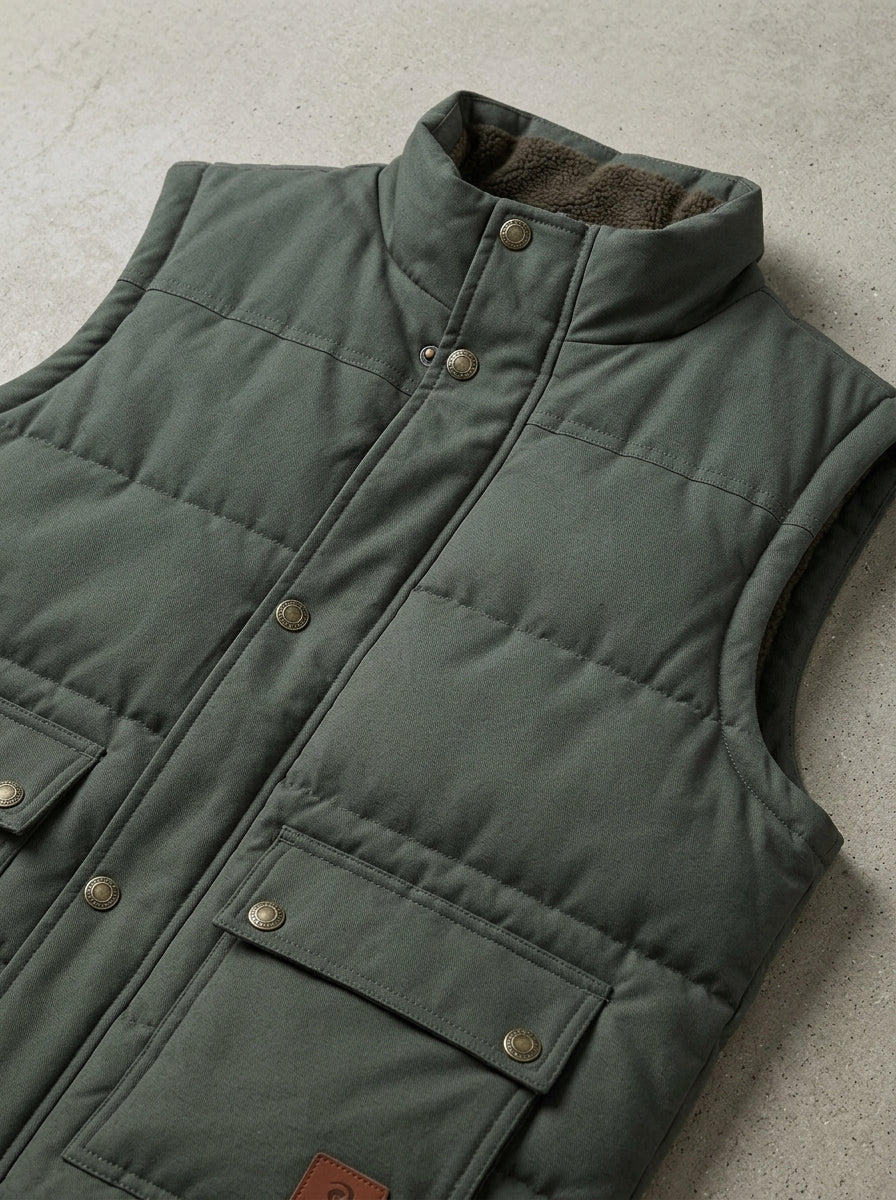 Fleece-Lined V-Neck Gilet Men Lightweight Blue