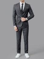 Wool Classic 2-Piece Suit Men Slim Fit