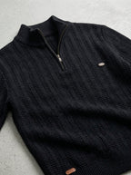 Ribbed Quarter Zip Sweater Men – Textured Wool