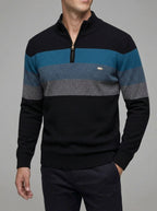 Wool Striped Quarter Zip Sweater Men