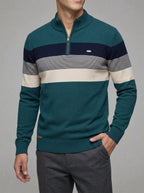 Wool Striped Quarter Zip Sweater Men