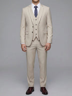 Elegant 3-Piece Wedding Suit Men Wool Slim-Fit