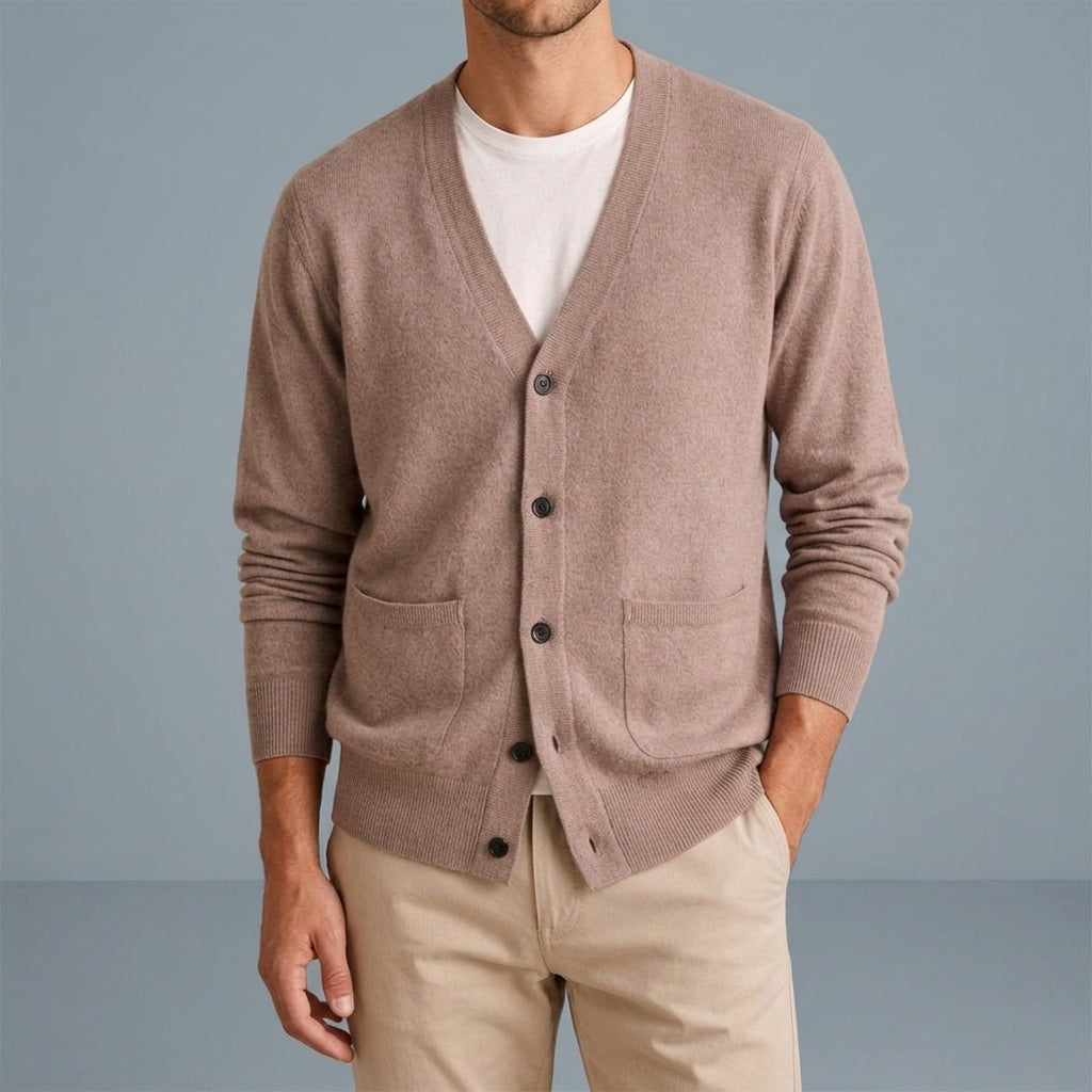 Cashmere Cardigan Men Classic Button-Up