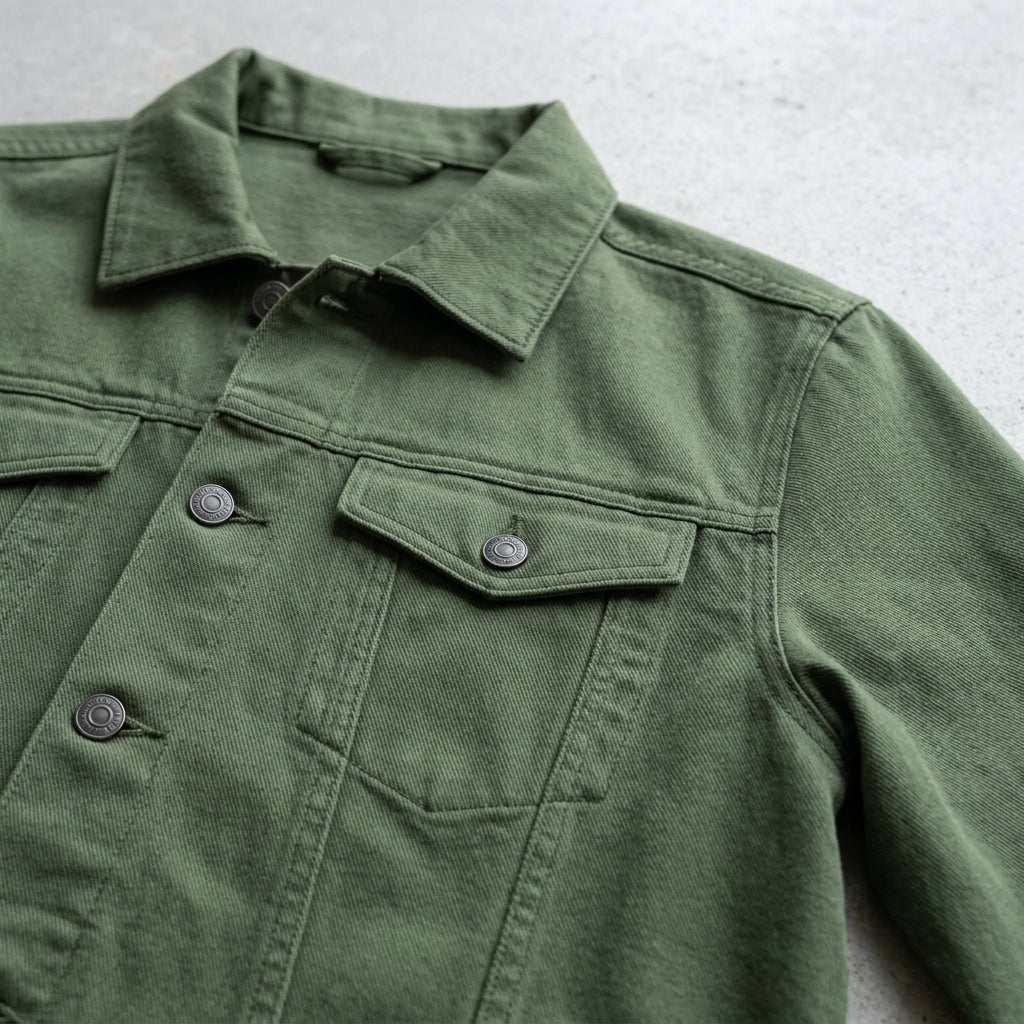 Men's Denim Jacket – Button Front (Green)