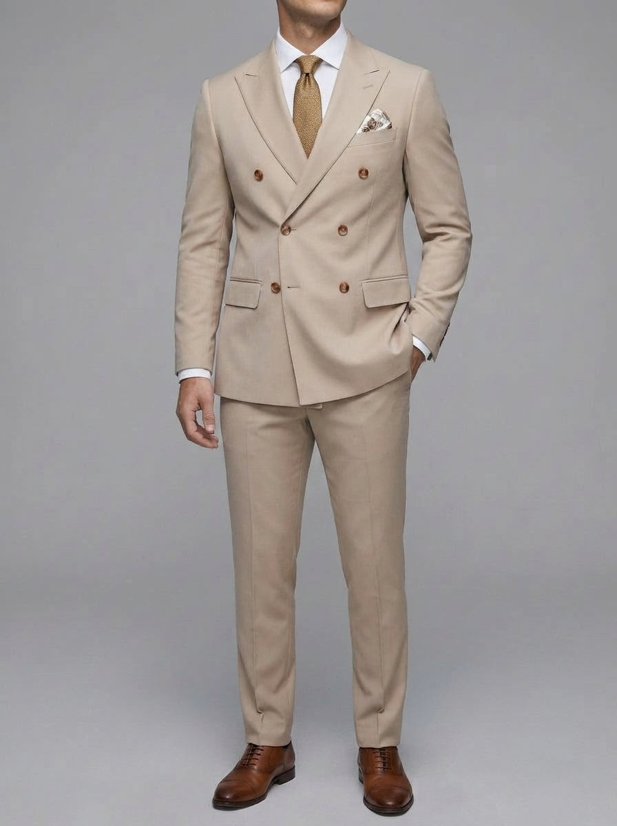 Wool Slim-Fit Double-Breasted Suit Men