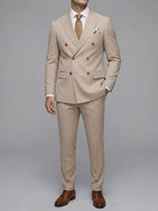 Wool Slim-Fit Double-Breasted Suit Men